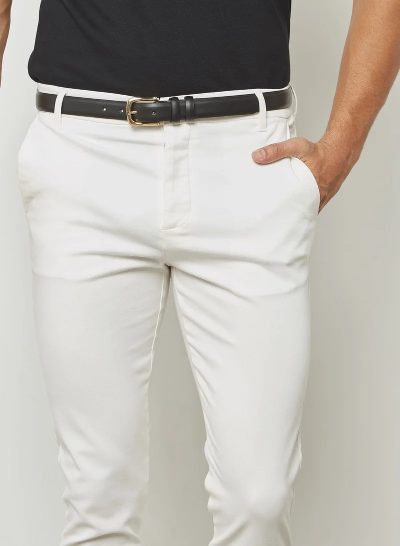TOPMAN Leather Belt With Brushed Gold Buckle