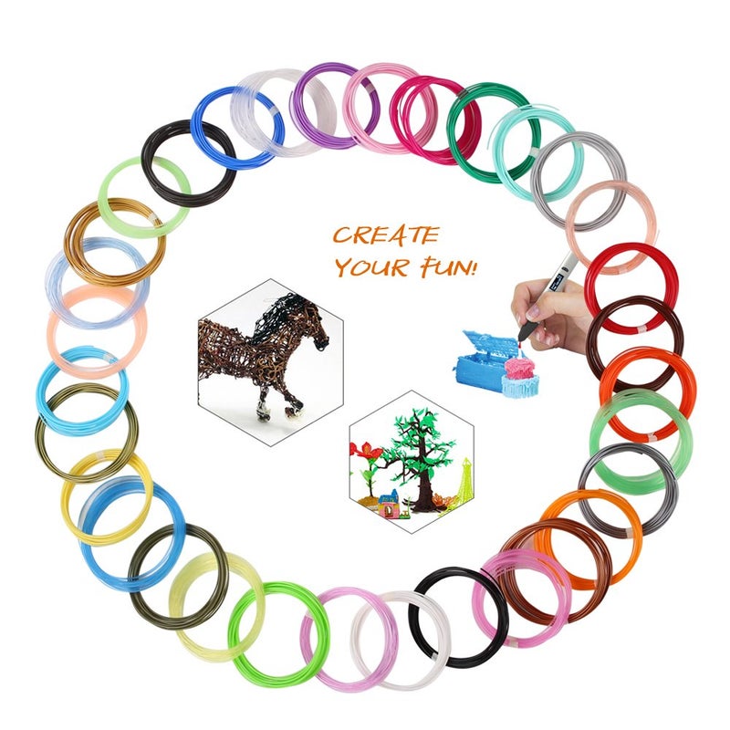 MIKA3D 32 Colors 3D Pen PLA Filament Refills, Each Color 10 Feet, Total 320 feet, Pack with 4 Finger Caps - Image 5