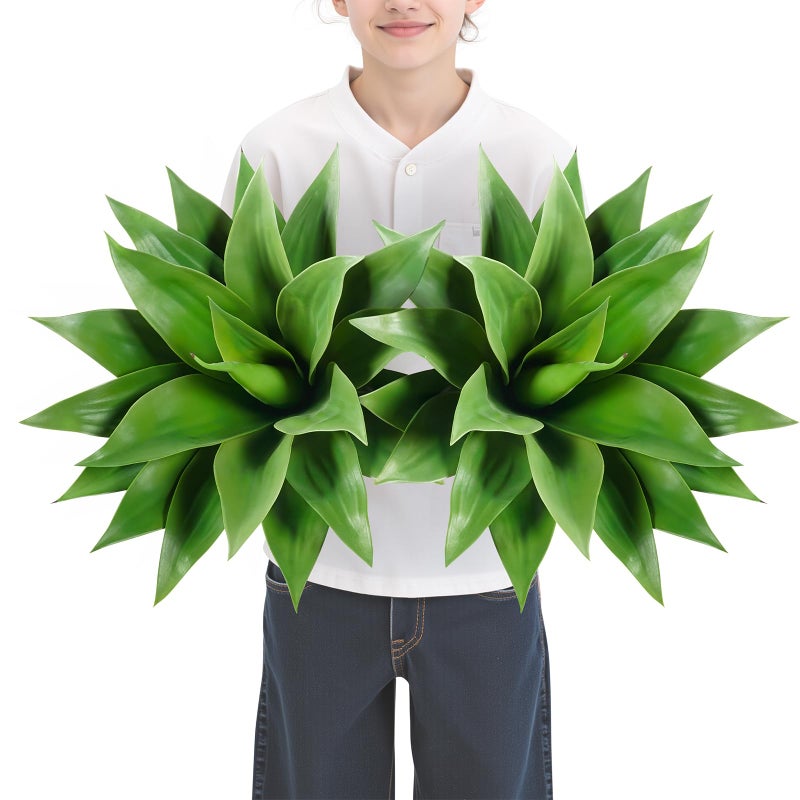 Velener Artificial Agave Plant Set22 Inch Faux Aesthetic Plants for Home Decor Realistic UV Resistant Fake Agave Plants Without Pot Set of 2