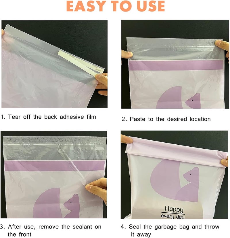Inralimot 15 PCS Easy Stick-On Portable Car Trash Bag,Waterproof Leakproof Vomit Bags,Firm & Durable,Suitable for Cars,Camping,Travel,Kitchens,Bedrooms,Study Rooms,Office Spaces(yellow),1 Piece - Image 4