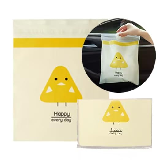 Inralimot 15 PCS Easy Stick-On Portable Car Trash Bag,Waterproof Leakproof Vomit Bags,Firm & Durable,Suitable for Cars,Camping,Travel,Kitchens,Bedrooms,Study Rooms,Office Spaces(yellow),1 Piece - Image 1