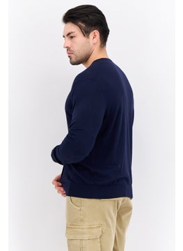 GAS Men V Neck Knitted Long Sleeve Cardigan, Navy  - Image 2