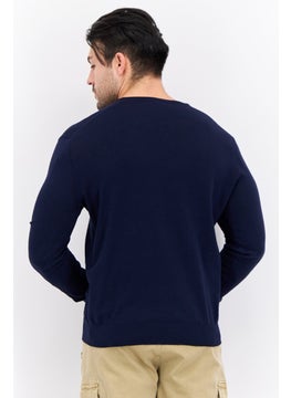 GAS Men V Neck Knitted Long Sleeve Cardigan, Navy  - Image 4