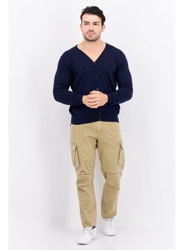 GAS Men V Neck Knitted Long Sleeve Cardigan, Navy  - Image 3