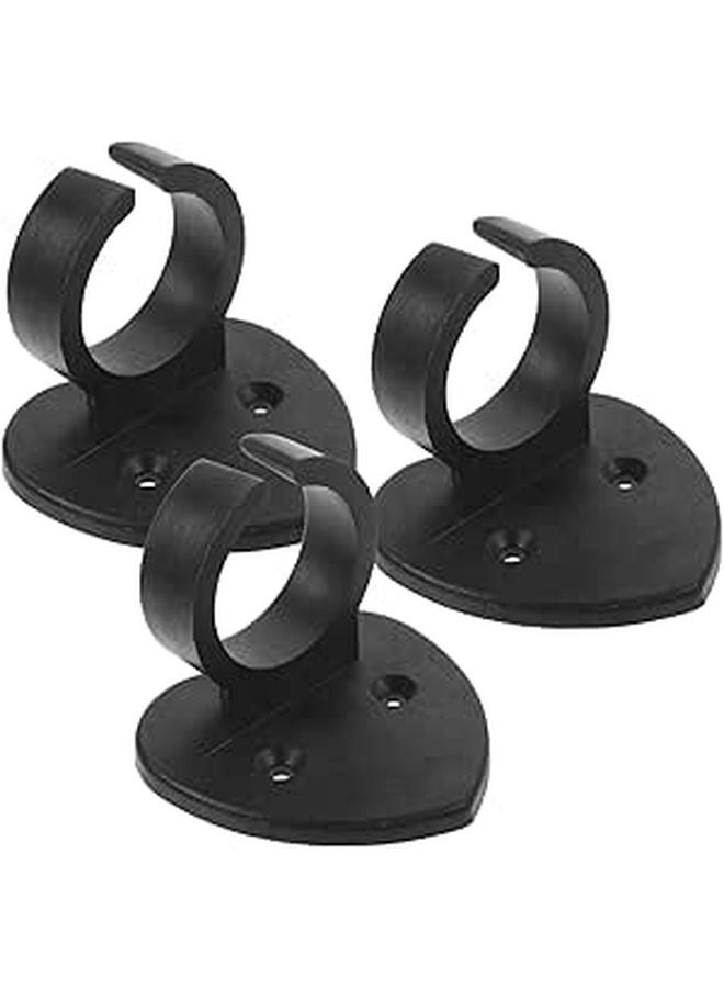 3 Pack Black Plastic Microphone Clips with Adhesive Backing Durable Holders for Stage Shows Interviews Music Performances - Image 1
