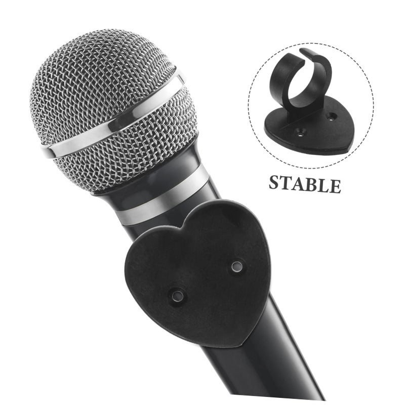 3 Pack Black Plastic Microphone Clips with Adhesive Backing Durable Holders for Stage Shows Interviews Music Performances - Image 3