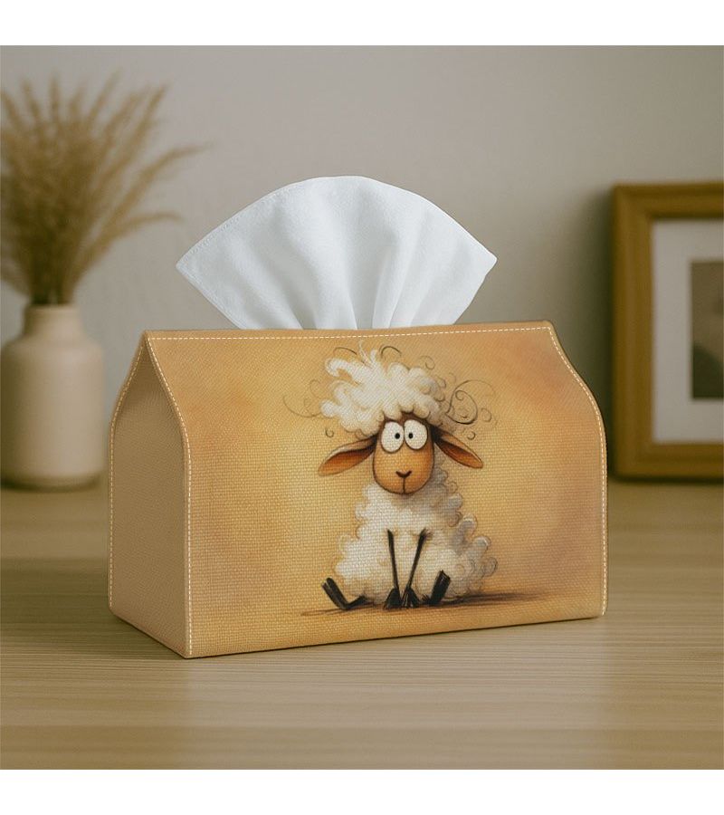 Sheep Design Print Tissue Box 7x5.1in Soft Minimalist Waterproof Holder - Image 4