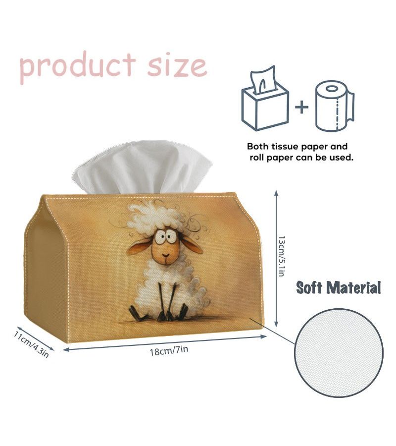 Sheep Design Print Tissue Box 7x5.1in Soft Minimalist Waterproof Holder - Image 3