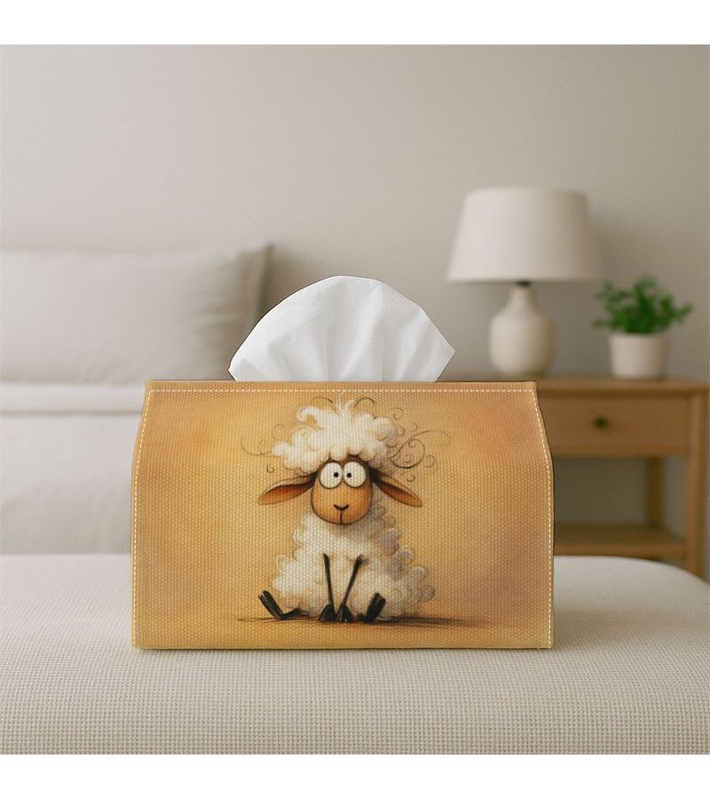 Sheep Design Print Tissue Box 7x5.1in Soft Minimalist Waterproof Holder - Image 5