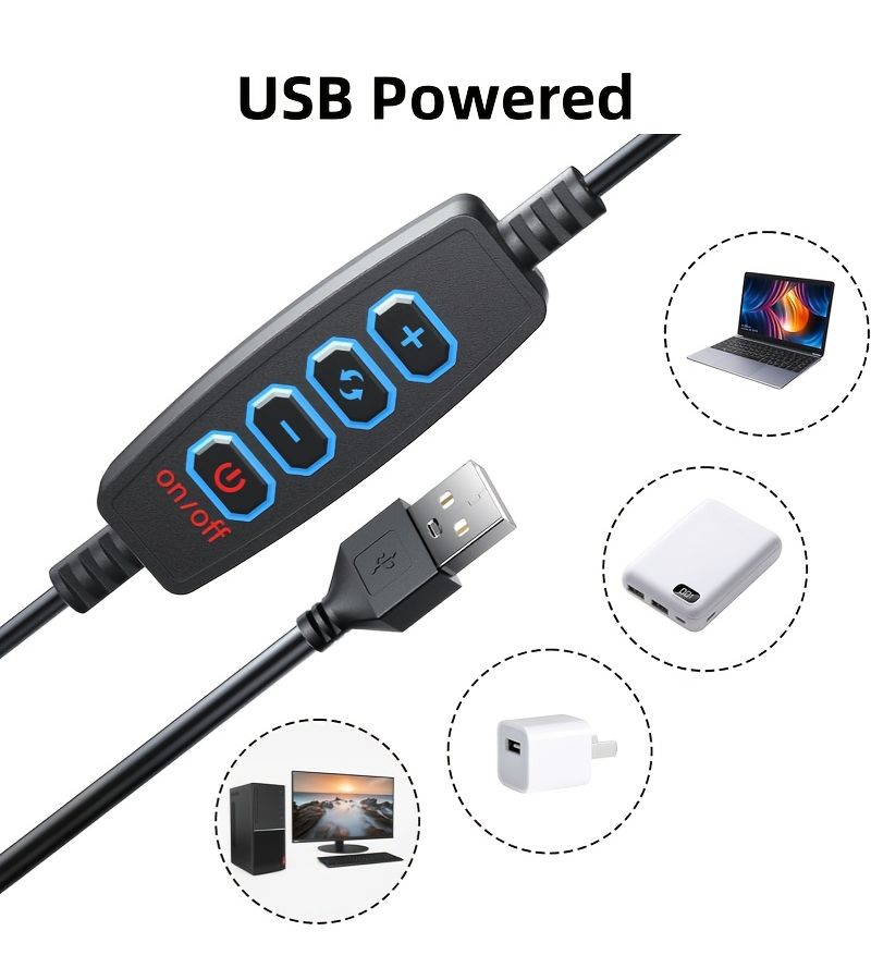 حلقة ضوء LED مع مشبك، 3 أوضاع للألوان، 10 إعدادات سطوع، للابتوب وكاميرا الكمبيوتر والشاشة، لمؤتمرات الفيديو والتسجيل، أسود. - Image 5