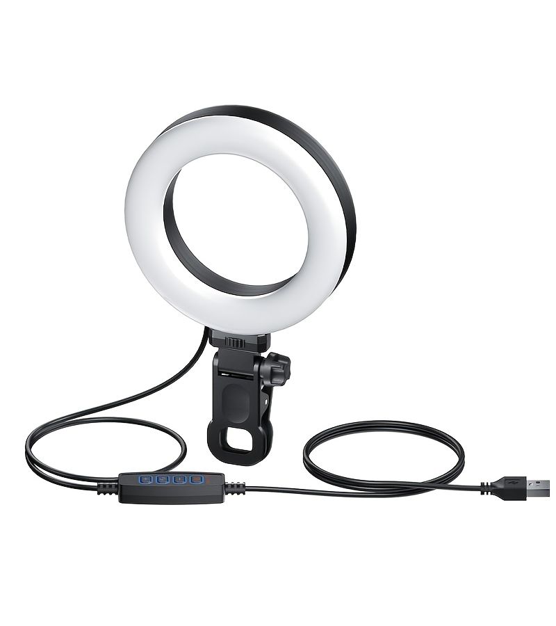حلقة ضوء LED مع مشبك، 3 أوضاع للألوان، 10 إعدادات سطوع، للابتوب وكاميرا الكمبيوتر والشاشة، لمؤتمرات الفيديو والتسجيل، أسود. - Image 4
