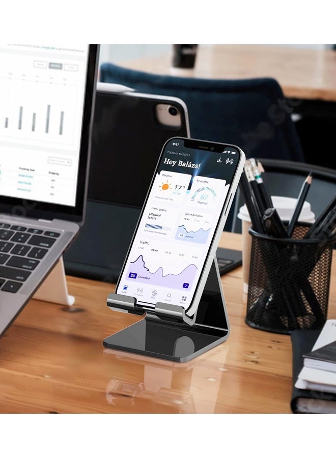 حامل هاتف أكريليك، تصميم مريح لهاتف Apple iPhone وSamsung Galaxy، متوافق مع شاشات مقاس 4-8 بوصة، أسود - Image 4