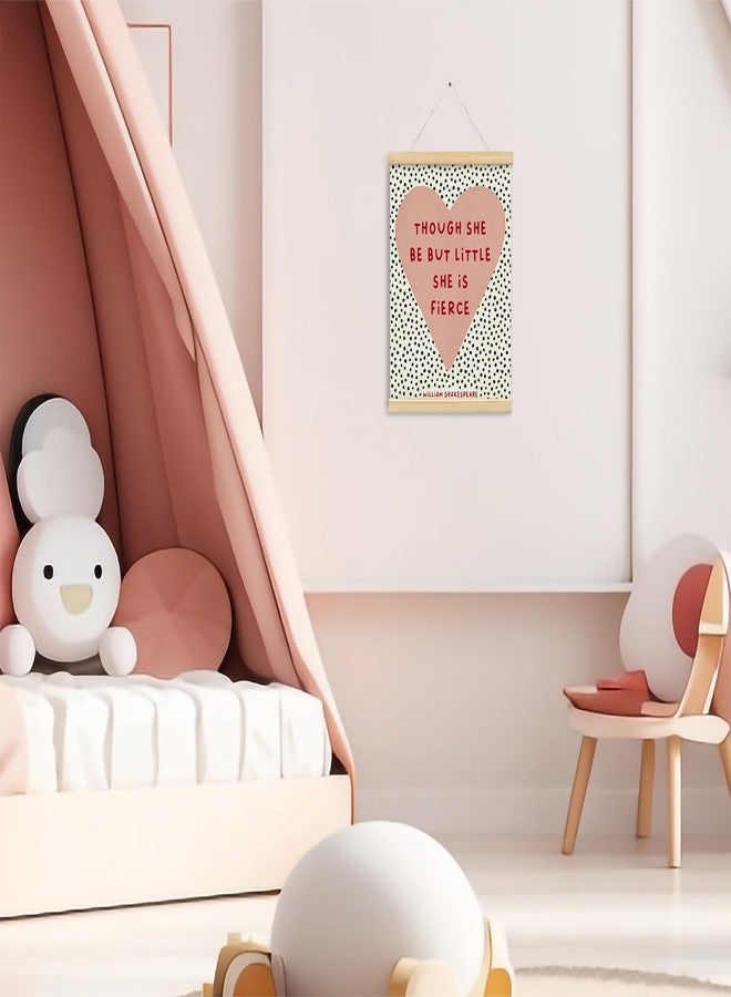 foedor Though She Be But Little She is Fierce Poster Hanger Frame, William Shakespeare Wall Decor Canvas Hanging Banner Wall Sign,Gift for Nursery Baby Kids Girl Bedroom Playroom,12x16 Inch - Image 4