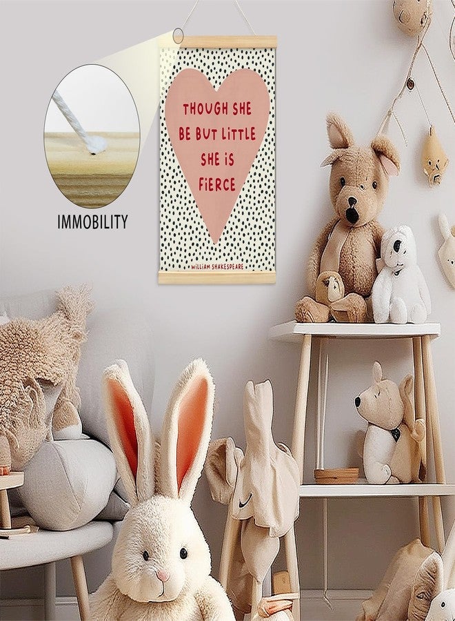 foedor Though She Be But Little She is Fierce Poster Hanger Frame, William Shakespeare Wall Decor Canvas Hanging Banner Wall Sign,Gift for Nursery Baby Kids Girl Bedroom Playroom,12x16 Inch - Image 5