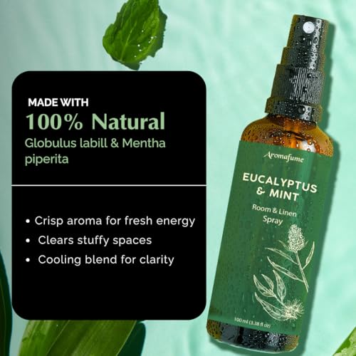 Aromafume Eucalyptus Mint Room Linen Pillow Spray by Aromafume 100ml338fl oz with Pure Eucalyptus Mint Essential Oil Aromatherapy Mist for Bedding Fabrics - Image 3