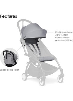 STOKKE Yoyo 6+ Colour Pack Textiles Only Seat Cushion, Matching Canopy And Zipped Back Pocket Requires Baby Stroller Yoyo2 Frame - Stone  - Image 2