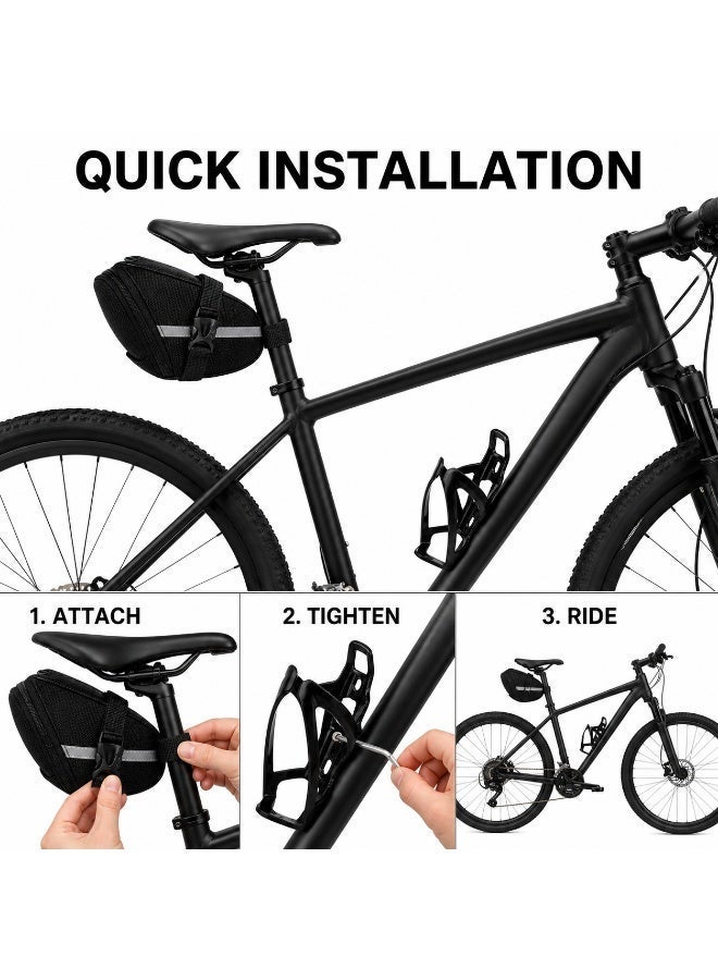 CIFOX Bicycle Saddle Bag with Water Bottle Cage, Bike Seat Storage Pouch Drink Holder Set with Mounting Screws & Wrench, Bike Bag - Image 3