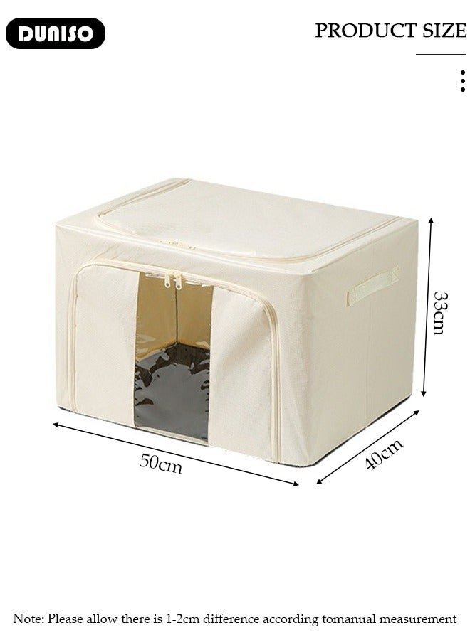 DUNISO 2Pcs Clothes Storage Bags, 66L Dust and Moisture Proof Storage Bins,Foldable Closet Organizers Storage Containers with Durable Handles Thick Fabric for Blanket Comforter Clothing Bedding  - Image 4