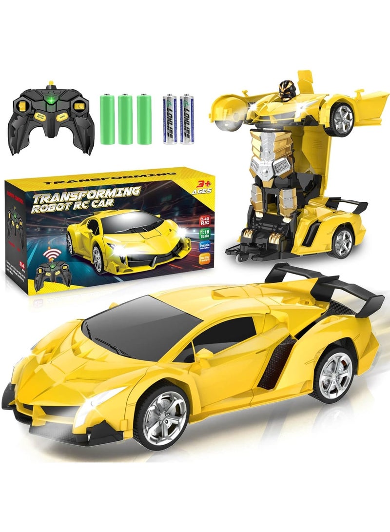 TIGER Remote Control Transforming Robot Car Toy for Kids – 2.4GHz RC Car That Transforms into Robot, Rechargeable Remote Control Toy Gift for Boys Ages 3–12 - Image 1