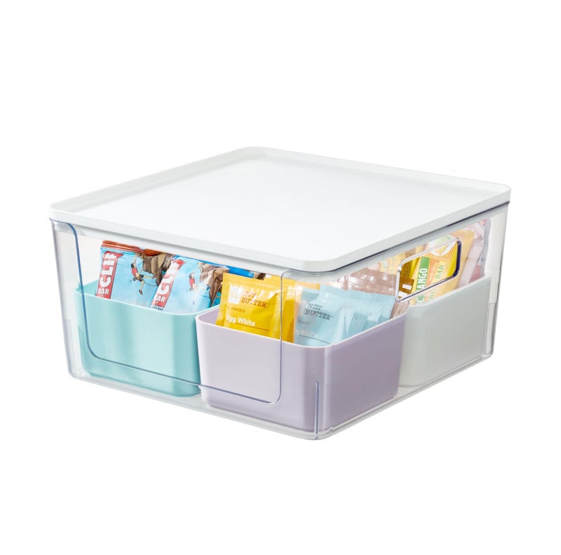 InterDesign Rosanna Pansino x iDesign Recycled Plastic Kitchen Storage Bins Includes 1 Large Bin with Lid and 4 Medium Bins Multicolored BinsMarshmallow Lid 12 x 12 x 6