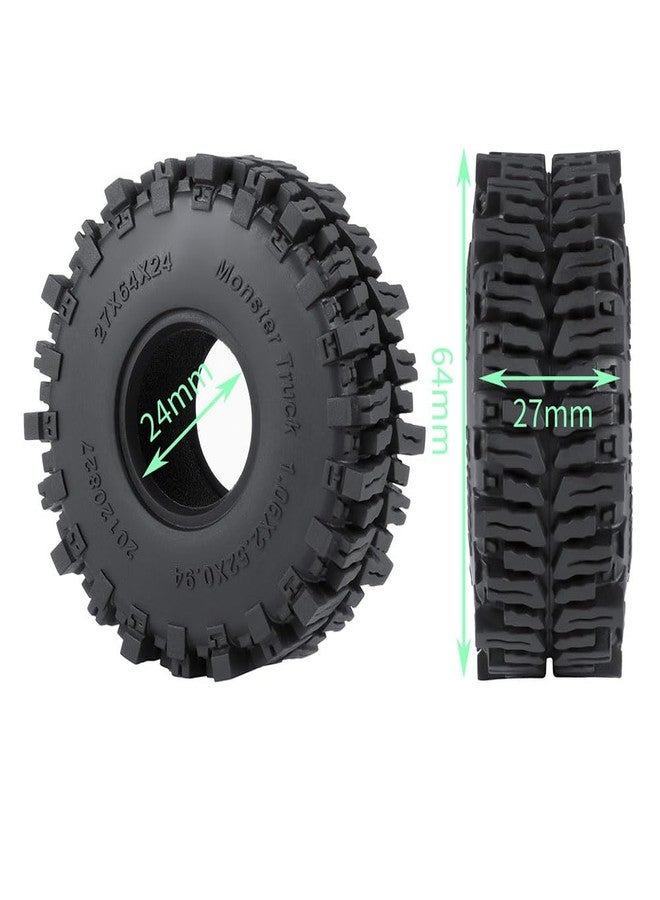 MOHERO 4Pcs 1.1 Tires - 64mm All Terrain Soft Sticky Tires for 1/18 TRX4M 1/24 SCX24 RC Crawlers Car Upgrade Parts(Style B) - Image 4