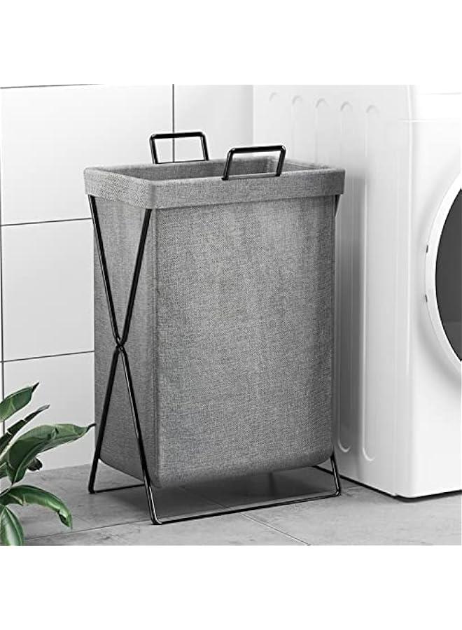 MIXDE Foldable Laundry Basket with Stainless Steel Frame, 50L Collapsible Waterproof Laundry Basket, Laundry Hamper Bag Washing Bin Clothes Bag Organizer Storage Wash Basket Hamper for Clothes Toys - Image 3