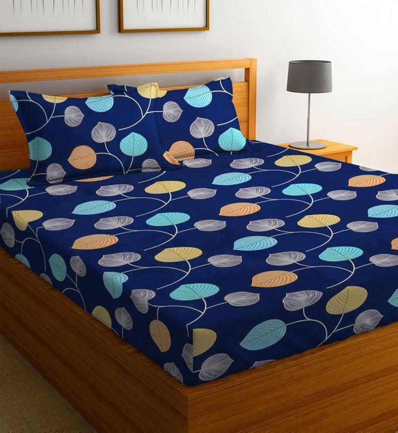 BSB HOME Premium Forever Modern Style Glace Cotton Floral Luxurious Beautiful Soft Comfort Designer Floral Pattern 1 Double Size Bed bedsheet and 2 Pillow Cover- - Image 1