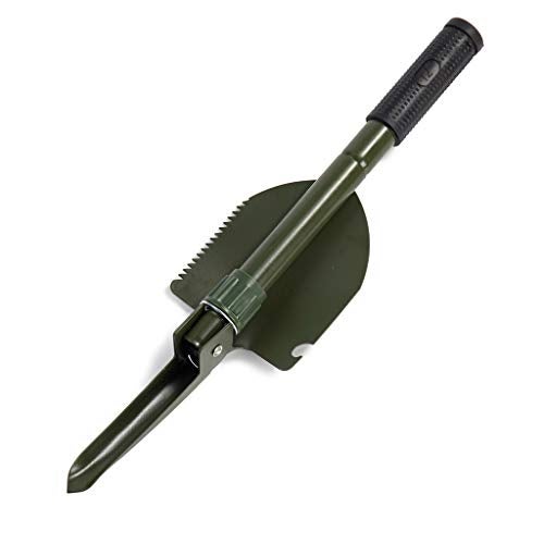 Jipemtra Gardening Folding Shovel Military Camping Shovel Survival Gear Entrenching Tool with Carrying Pouch Metal Handle for Camping Trekking Gardening Fishing Backpacking Snow (Green) - Image 4