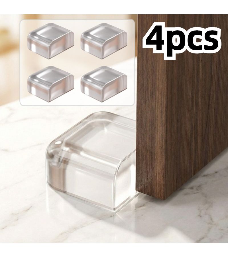 4pcs Clear No Drill Door Stopper Heavy Duty Non Slip Door Wedge for Floor Protection Home Office Apartment - Image 1