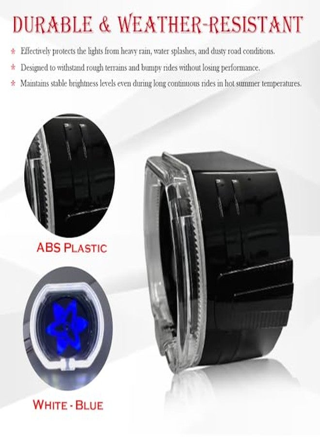 Asryd مصباح دراجة LED عالمي - مصنوع من مادة ABS مقاومة للعوامل الجوية، شعاع أبيض-أزرق، صغير الحجم مناسب لدراجات Splendor وV3 Aerox وBullet وغيرها من الدراجات ذات المصابيح الأمامية مقاس 2.5 بوصة - Image 5