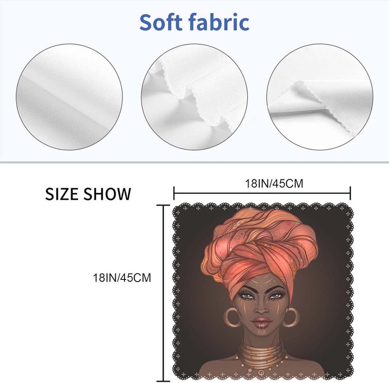 Yibeas African American Pretty Girl Cloth Napkins Set of 4 Black Woman with Glossy Lips and Turban Polyester Kitchen Dinner Napkins for Holiday Festive Wedding Decor 18 x 18 inch - Image 2