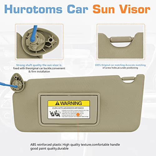Hurotoms Sun Visor for 2008-2017 Honda Accord, Beige Left Driver Side Sunvisor with Mirror & Light, Replacement 83280TA0A91ZB - Image 3