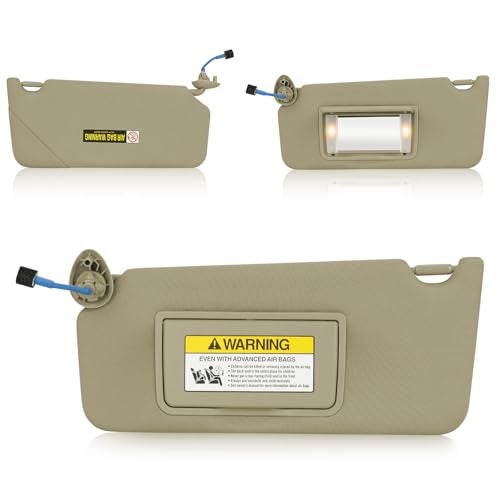 Hurotoms Sun Visor for 2008-2017 Honda Accord, Beige Left Driver Side Sunvisor with Mirror & Light, Replacement 83280TA0A91ZB - Image 1