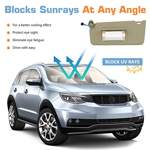 Hurotoms Sun Visor for 2008-2017 Honda Accord, Beige Left Driver Side Sunvisor with Mirror & Light, Replacement 83280TA0A91ZB - Image 4