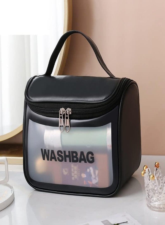 Bluwings Waterproof Multipurpose Clear PVC Zipper Cosmetic Travel Wash Bag Toiletry Makeup Organizer Portable Carry Bag Pouch for Women Girls (Pack of 4) (Black) - Image 4