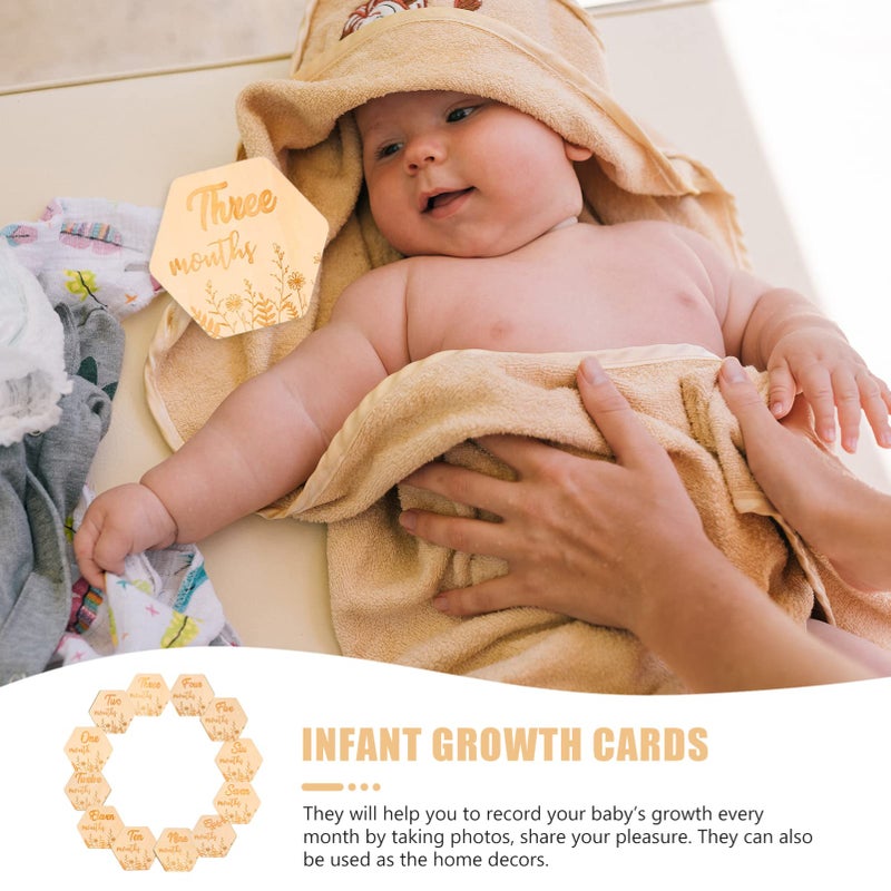 12Pcs Natural Wood Baby Monthly Milestone Photo Props Cards For Newborn Photography - Image 4