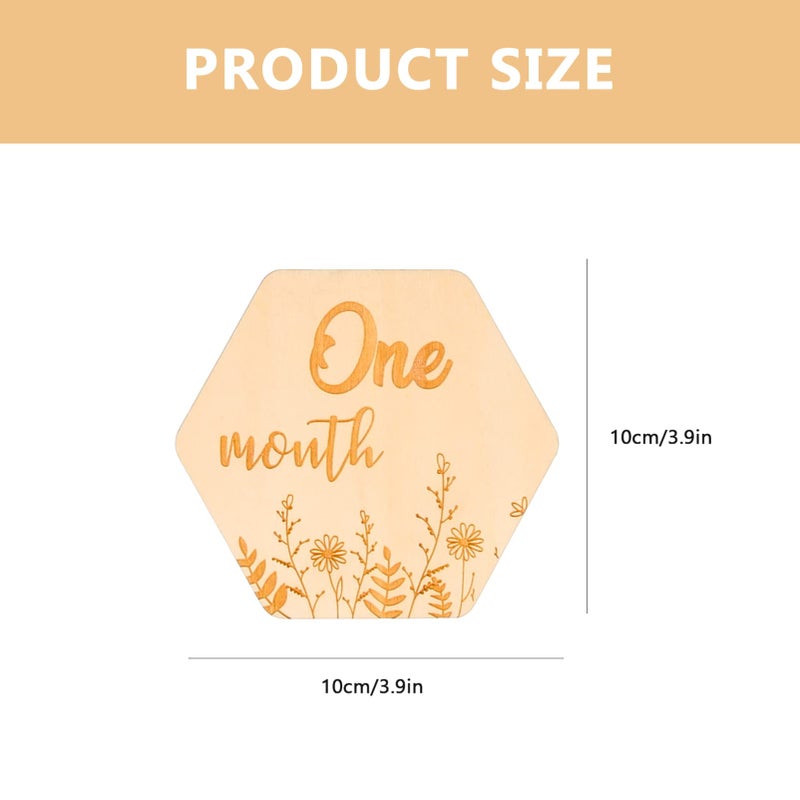 12Pcs Natural Wood Baby Monthly Milestone Photo Props Cards For Newborn Photography - Image 3