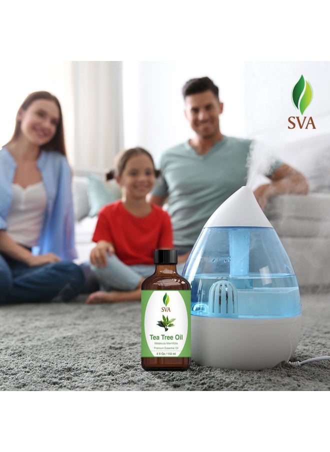 SVA Organics - SVA Tea Tree Essential Oil – 4 Fl Oz – 100% Natural Tea Tree Oil - for Diffuser, Hair Care, Face, Skin Care, Aromatherapy, Scalp and Body Massage, Soap and Candle Making – with Dropper - Image 1