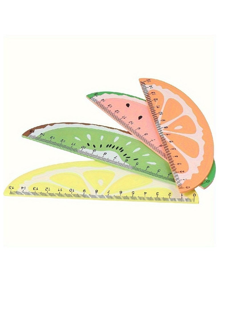 Generic 4 Piece Wooden Rulers for Kids, Wood Measuring Ruler, Student Ruler, Creative Fruit Modeling, for Children, Students, Office Supplies, Teaching Rewards Prizes  - Image 1