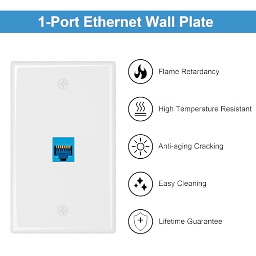 iwillink 10Gbps Ethernet Wall Plate CAT6A, 1-Port Keystone Wall Plate and Jack Outlet, RJ45 Wall Plates with Single Gang Low Voltage Mounting Bracket - 2 Pack, Blue - Image 3