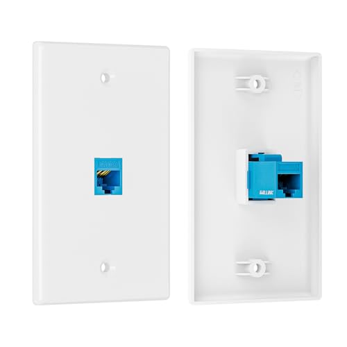 iwillink 10Gbps Ethernet Wall Plate CAT6A, 1-Port Keystone Wall Plate and Jack Outlet, RJ45 Wall Plates with Single Gang Low Voltage Mounting Bracket - 2 Pack, Blue - Image 4