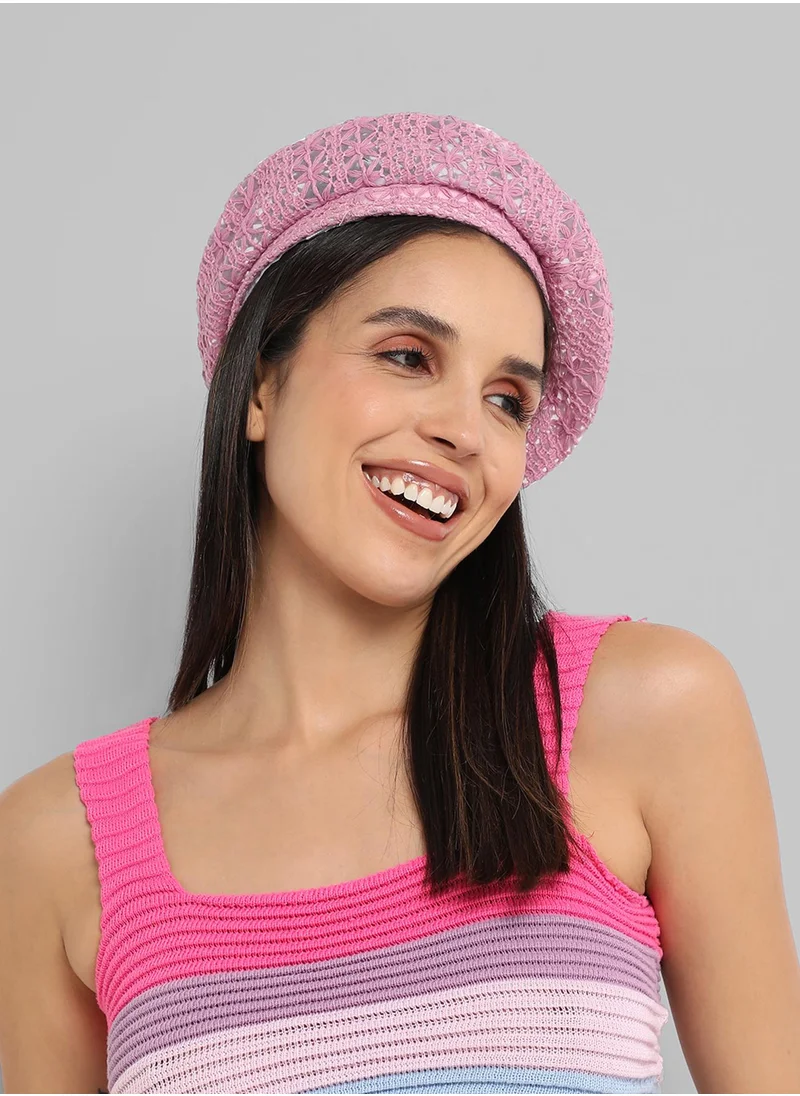 Haute Sauce Self-Design Beret Hat - Pink