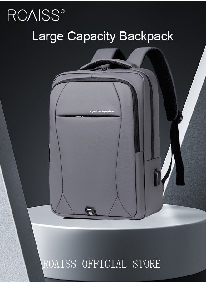 roaiss - Oxford Backpack Men's 15.6-inch Large Capacity Outdoor Travel Laptop Backpack Leisure Business Commuting Bag Waterproof Laptop Computer Bag for Daily Use Student Travel with USB Charge Port - Image 1