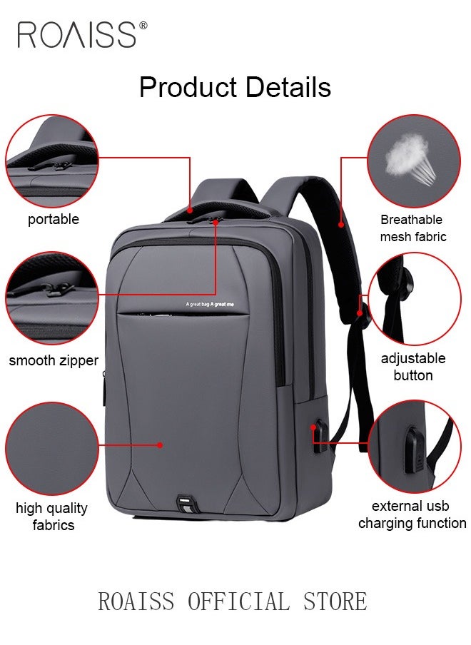 roaiss - Oxford Backpack Men's 15.6-inch Large Capacity Outdoor Travel Laptop Backpack Leisure Business Commuting Bag Waterproof Laptop Computer Bag for Daily Use Student Travel with USB Charge Port - Image 1
