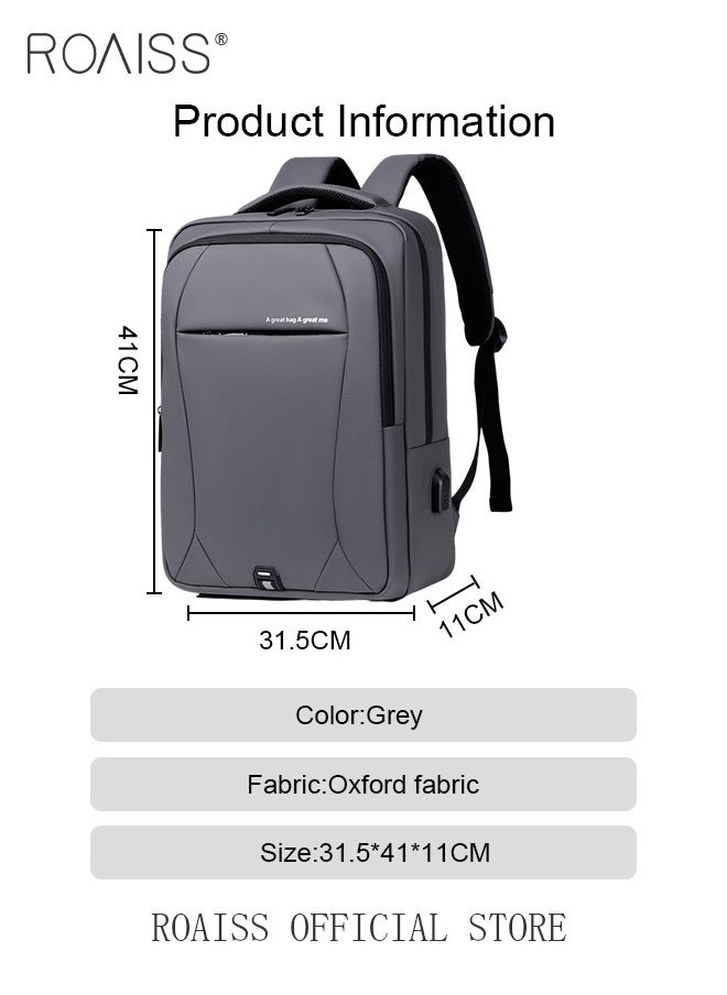 roaiss - Oxford Backpack Men's 15.6-inch Large Capacity Outdoor Travel Laptop Backpack Leisure Business Commuting Bag Waterproof Laptop Computer Bag for Daily Use Student Travel with USB Charge Port - Image 1