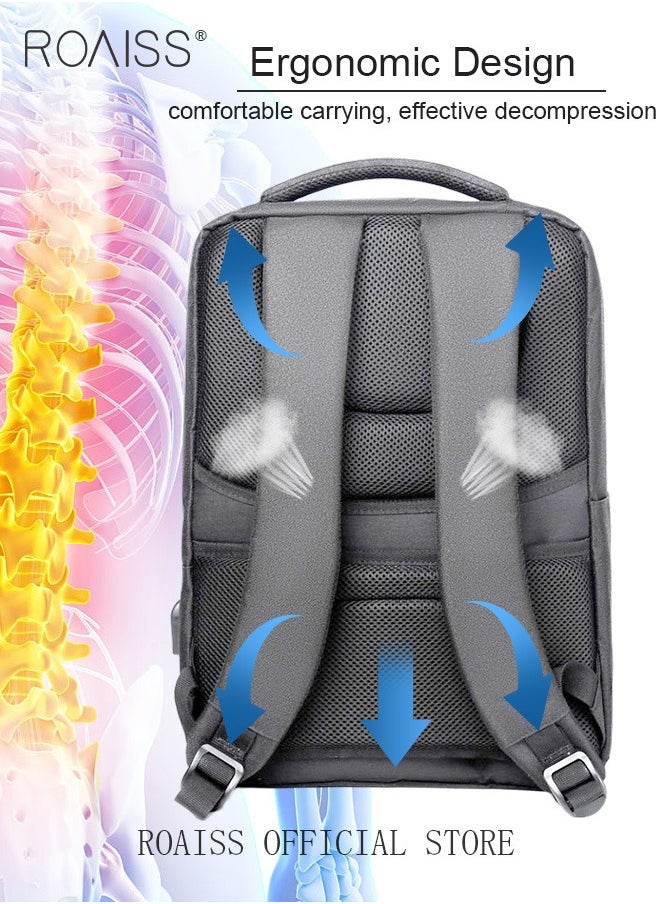 roaiss - Oxford Backpack Men's 15.6-inch Large Capacity Outdoor Travel Laptop Backpack Leisure Business Commuting Bag Waterproof Laptop Computer Bag for Daily Use Student Travel with USB Charge Port - Image 1