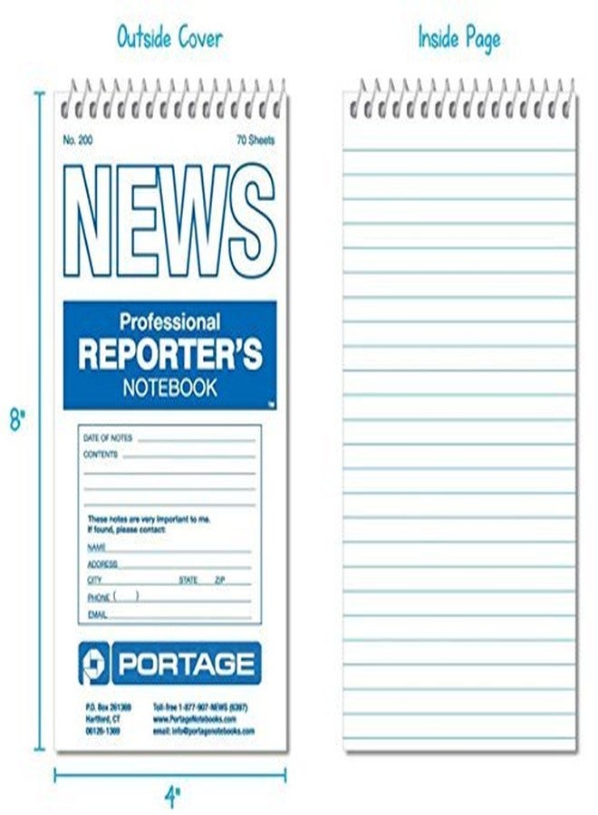 Portage Reporter's Notebook, 200 Gregg Ruled, 70 Sheets, 4" x 8" 3 Pack White - Image 3