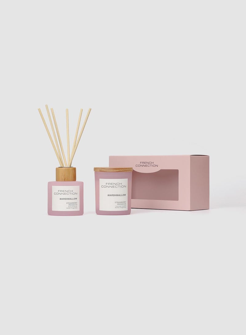 French Connection Pastel Range Strawberry Prosecco  Candle and Reed Diffuser Gift Set - Image 1