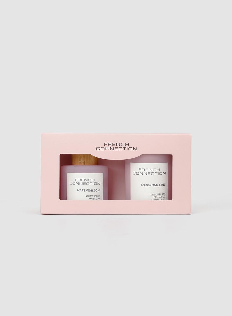 French Connection Pastel Range Strawberry Prosecco  Candle and Reed Diffuser Gift Set - Image 3
