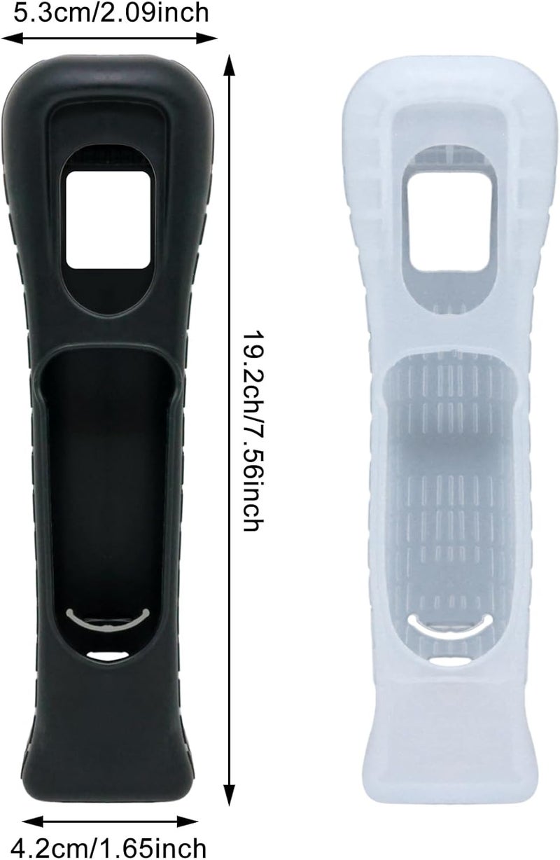 Yueton غطاء واقي مطاطي ممتد أسود وأبيض بديل لجهاز تحكم Nintendo Wii Motion Plus عن بعد 2 قطعة - Image 2